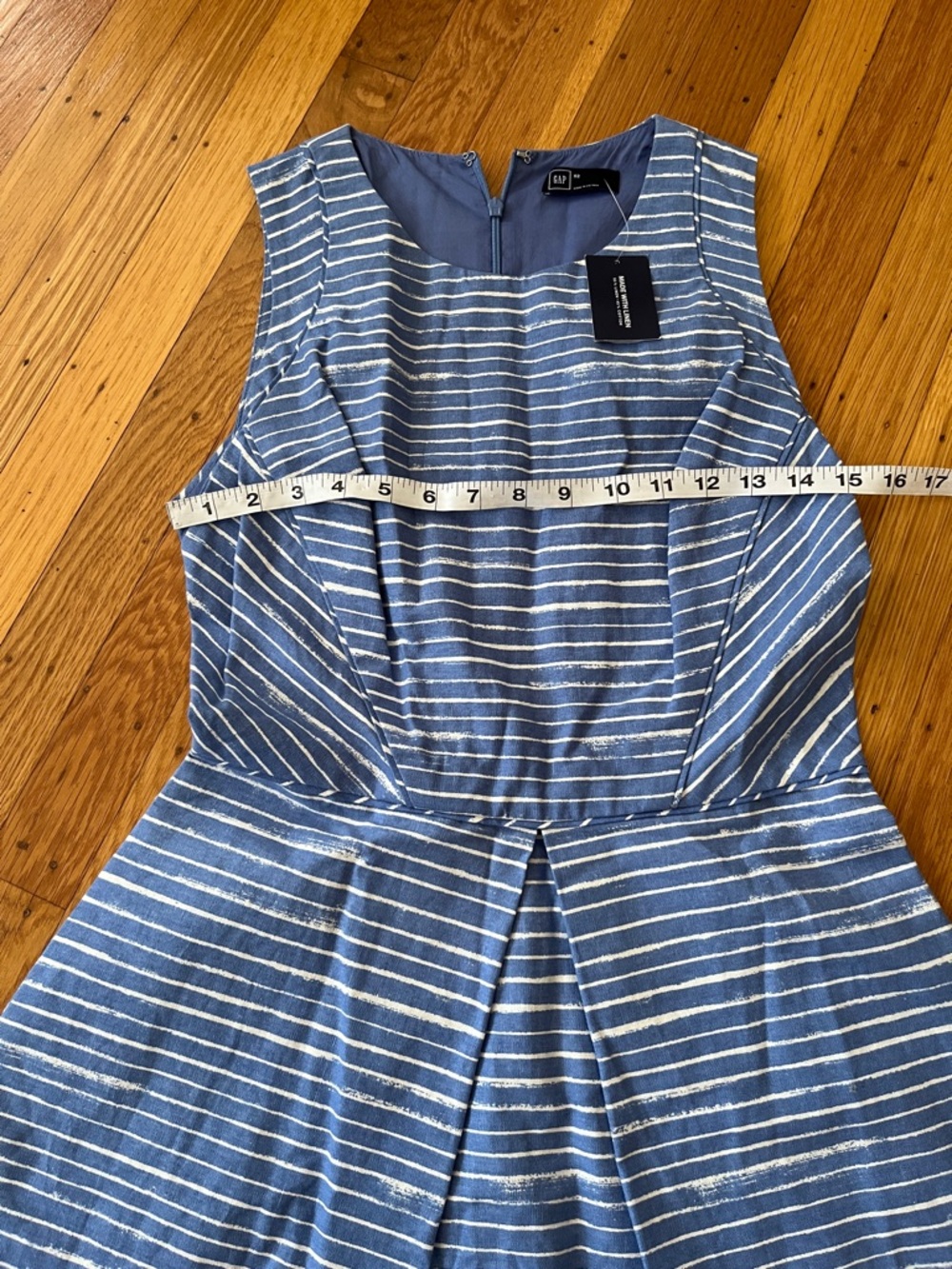NWT GAP women Blue and White Striped Sleeveless Midi Dress
